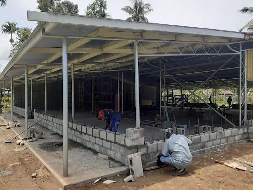 Men at work in St Joachim Church Building Project- Diocese of Aitape - Spiritans Oceania